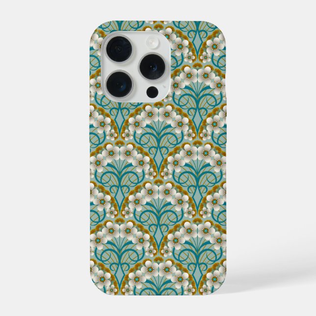 Coque iPhone Retro Nouveau - Natures Curves and Timeless Blooms (Verso)