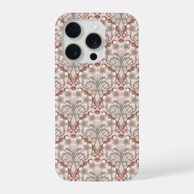Coque iPhone Retro Nouveau - Natures Curves and Timeless Blooms (Verso)