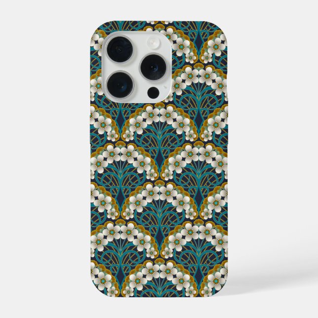Coque iPhone Retro Nouveau - Natures Curves and Timeless Blooms (Verso)