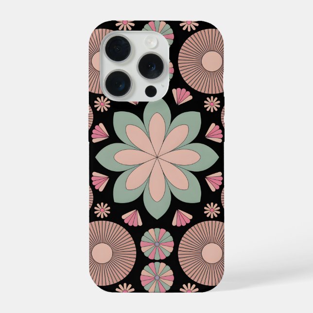 Coque iPhone Retro Pastel Floral Mandala Symmetry (Verso)