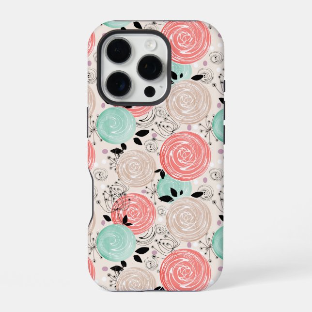 Coque iPhone Rétro, roses (Verso)