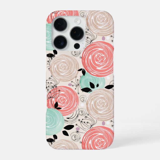 Coque iPhone Rétro, roses (Verso)