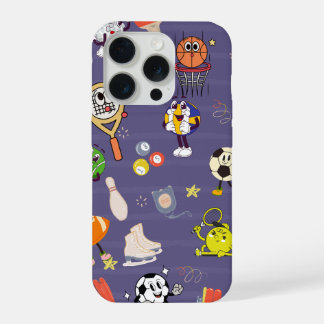 Coque iPhone 15 Pro Retro Sport Squad : Athlétisme de Dessin Animé Vin
