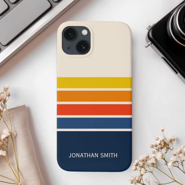 Coque iPhone Retro Striped Pattern 70's 80's (Créateur téléchargé)