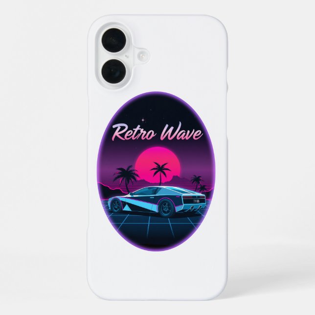 Coque iPhone “Retro Wave” Neon Sunset (Verso)