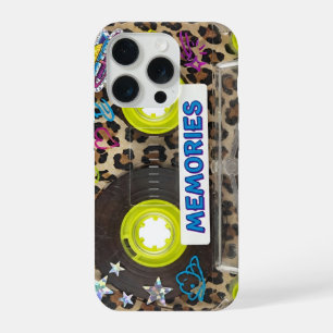 Coque iPhone 15 Pro Rétro Y2K Cassette Audio Imprimé Léopard des Année