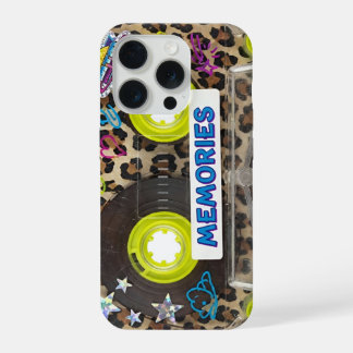 Coque iPhone 15 Pro Retro Y2K Cassette Tape 1980s Leopard Print aesthe