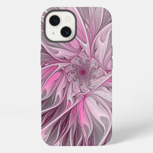 Etui iPhone 13 Rêve de fleur rose fractale, motif de fantaisie fl