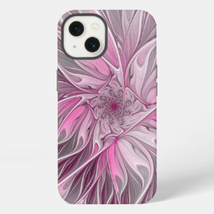 Etui iPhone 13 Rêve de fleur rose fractale, motif de fantaisie fl