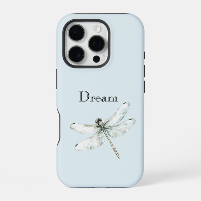 Coque iPhone Rêve de libellule bleue chic (Verso)