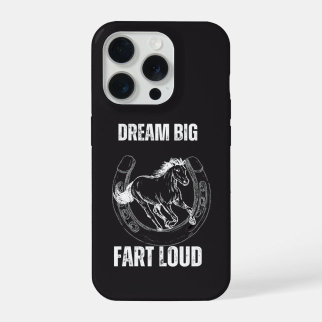 Coque iPhone Rêve drôle grosse flatulence forte cheval graphiqu (Verso)