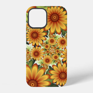 Coque iPhone 12 Rêve floral, art fractal de fleurs abstraites mode