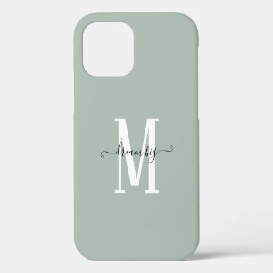 Coque iPhone 12 Rêve Motivationnel Grande Monogramme Initiale Saug