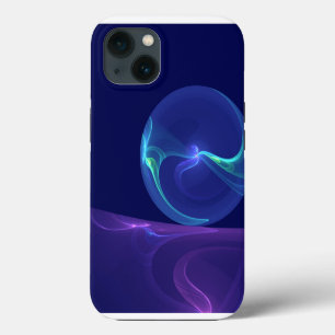 Etui iPhone 13 Rêve Violet Bleu Lumineux Art Fractal Abstrait