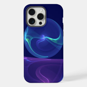 Coque iPhone 15 Pro Max Rêve Violet Bleu Lumineux Art Fractal Abstrait