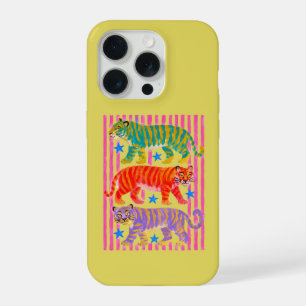 Coque iPhone 15 Pro rêves de tigre arc-en-ciel