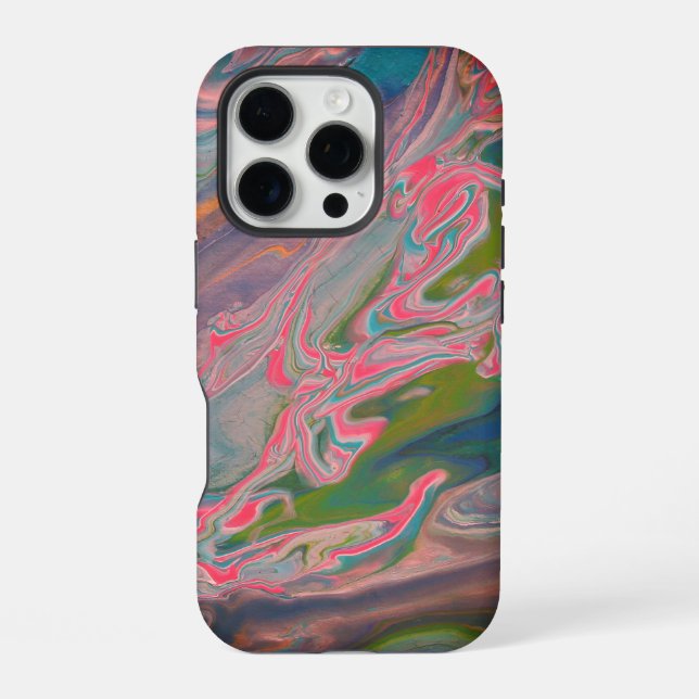 Coque iPhone Rivière de couleurs Art de peinture fluide (Verso)