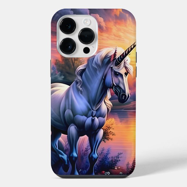 Coque iPhone Rivière du lac Sunset Licorne Sept (Verso)
