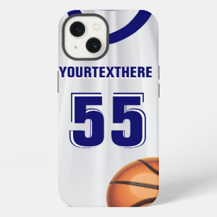 Etui iPhone 13 Robe de basket-ball Blue Nom Numéro