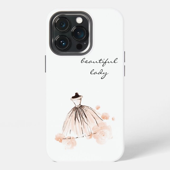 Coque iPhone robe de fleurs modernes rose vif (Dos)