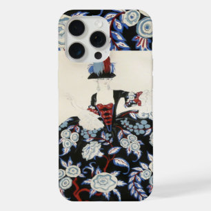 COQUE iPhone 15 PRO MAX ROBE FLEURIE ÉLÉGANTE AVEC FLEURS BLANCHES NOIRES