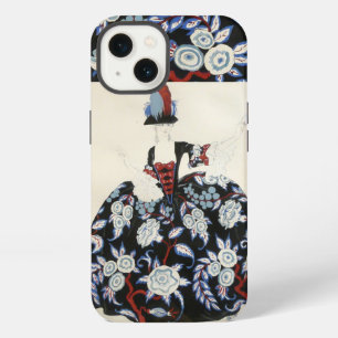 ETUI iPhone 13 ROBE FLEURIE ÉLÉGANTE AVEC FLEURS BLANCHES NOIRES