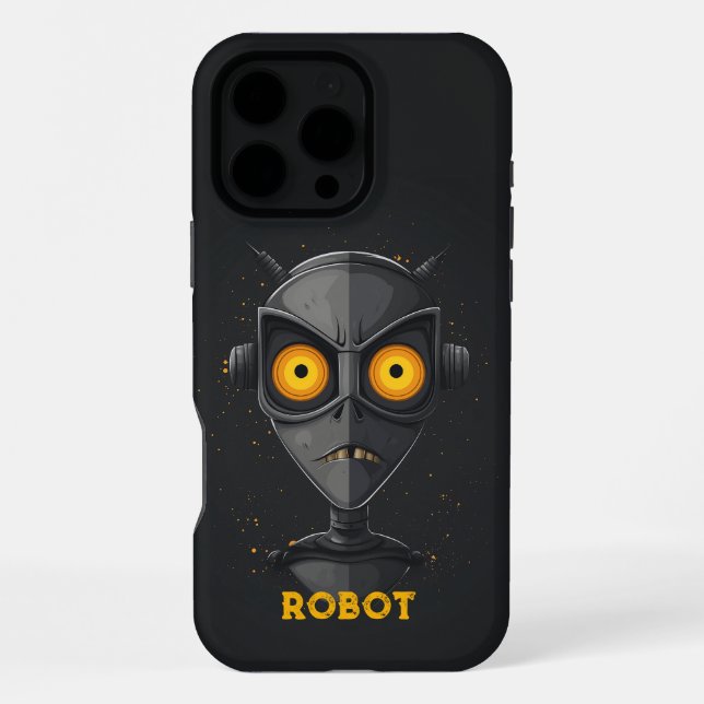 Coque iPhone Robot en colère Noir (Verso)