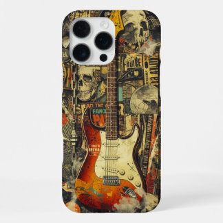 Coque iPhone 16 Pro Max Rock Guitar Collage for Rock Fans and Musicians