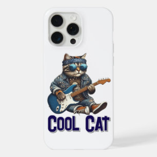 Coque iPhone 15 Pro Max Rockin' Cat Le Guitariste Cool
