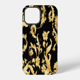 Coque iPhone 12 Rococo baroque, motif floral victorien.