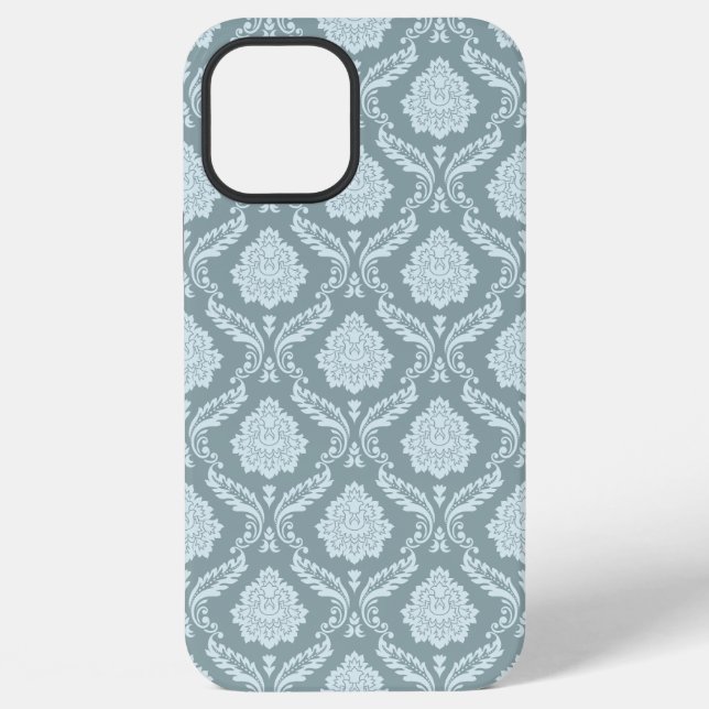 Coque iPhone Rococo Damask Rpt Pattern Duck Egg Blue+Teal (Verso)