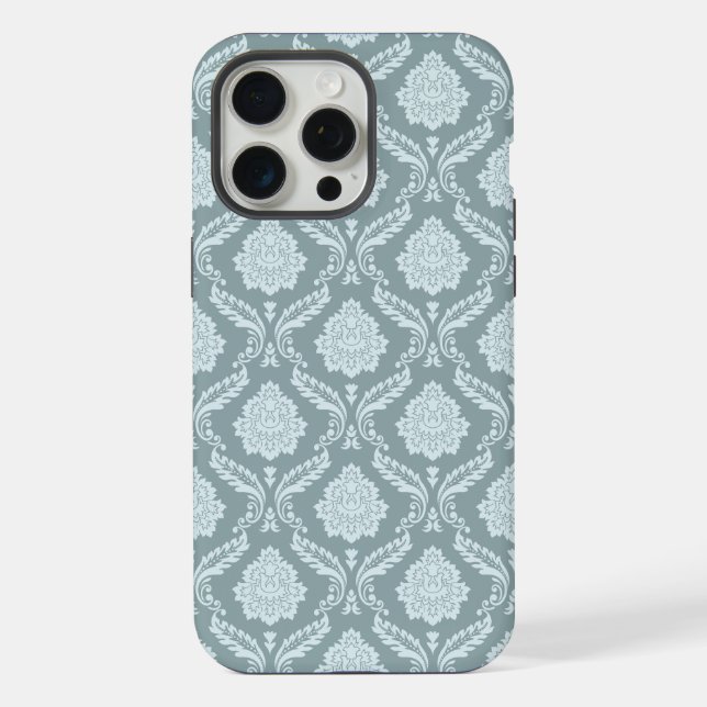 Coque iPhone Rococo Damask Rpt Pattern Duck Egg Blue+Teal (Verso)