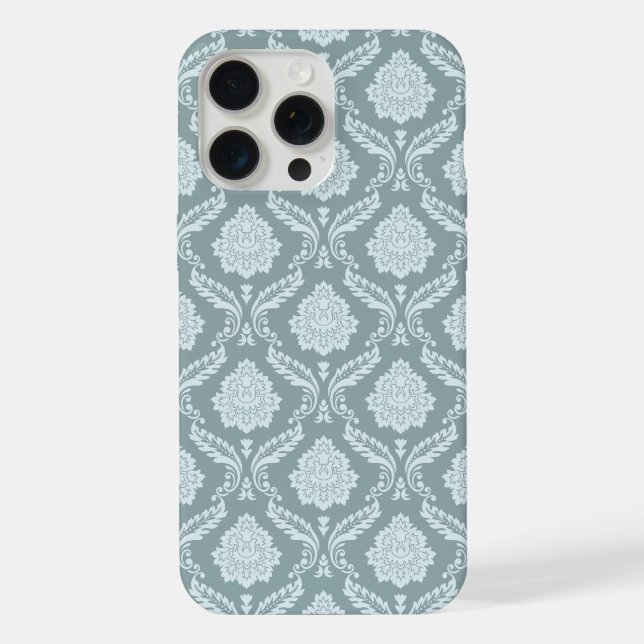 Coque iPhone Rococo Damask Rpt Pattern Duck Egg Blue+Teal (Verso)