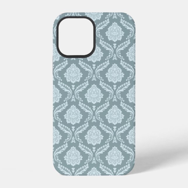 Coque iPhone Rococo Damask Rpt Pattern Duck Egg Blue+Teal (Verso)