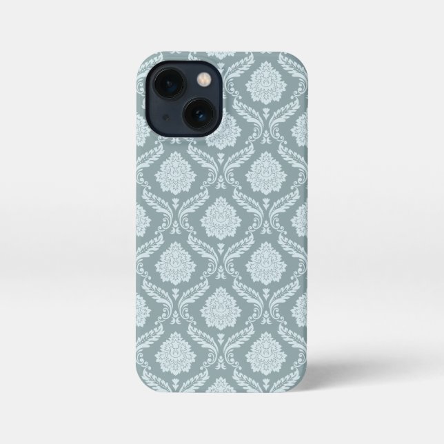 Coque iPhone Rococo Damask Rpt Pattern Duck Egg Blue+Teal (Verso)