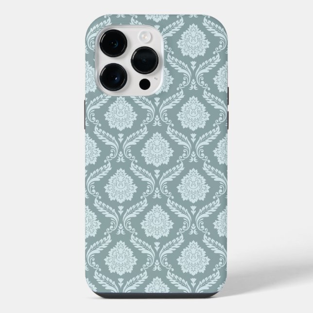 Coque iPhone Rococo Damassé Rpt Motif Œuf de Canard Bleu+Turquo (Verso)