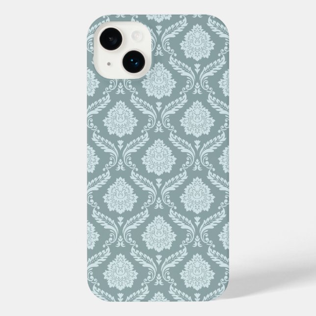 Coque iPhone Rococo Damassé Rpt Motif Œuf de Canard Bleu+Turquo (Verso)
