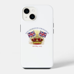 Coque Pour iPhone 14 Roi Charles III Couronne de couronnement et drapea