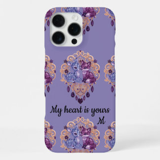 Coque iPhone 16 Pro Max Romantic Crystal Animals Custom Couple