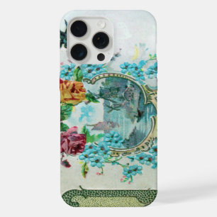 COQUE iPhone 15 PRO MAX ROMANTICA / ROSES, FLEURS BLEUES AVEC OISEAU BLANC