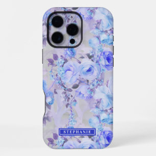 Coque iPhone 16 Pro Max Romantique Bleu et Lavande Floral Nom