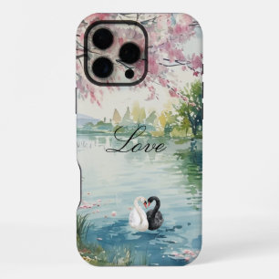Coque iPhone 16 Pro Max Romantique Swans Lake Amour