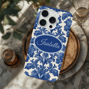 Coque iPhone 15 Pro Romantique Toile Française Bleu Poudre Personnalis