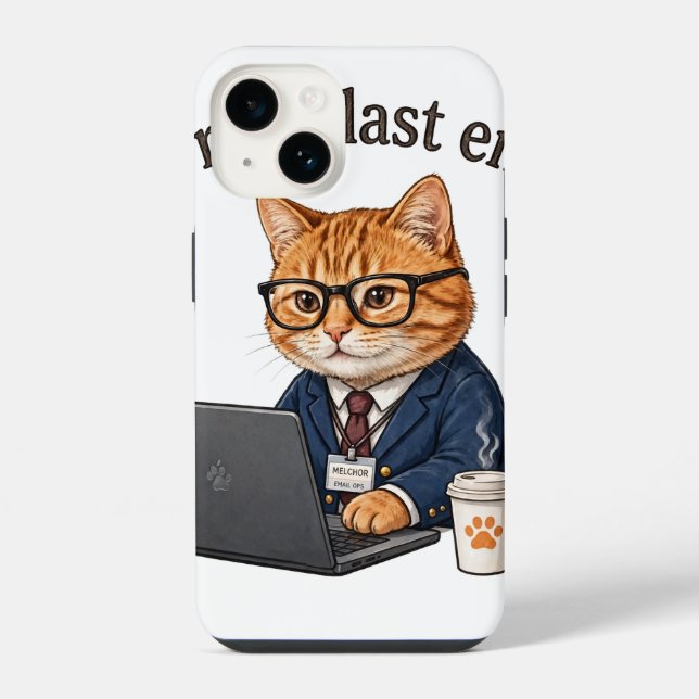 Coque iPhone Ronronner Mon Dernier Courriel — Drôle de Chat de  (Verso)