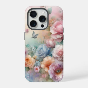 Coque iPhone 15 Pro Rosas Vintage couleur pastel avec papillon