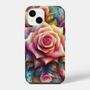 Coque Pour iPhone 14 Rose 3d Abstrait