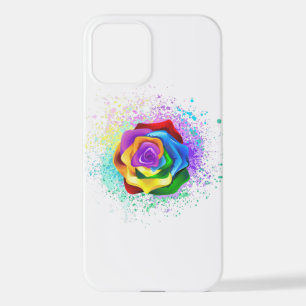 Coque iPhone 12 Rose arc-en-ciel coloré