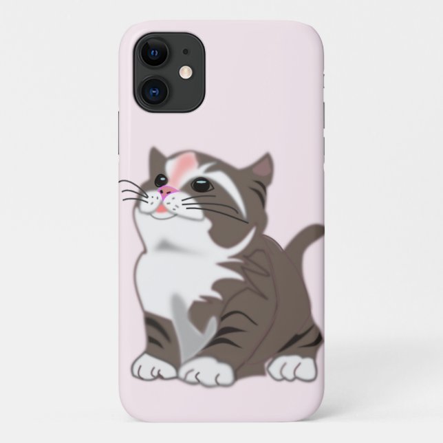 Coque iphone rose avec chat bébé - Personnalisable (Dos)