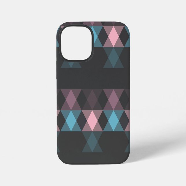 Coque iPhone rose bleu et gris géométrique (Verso)