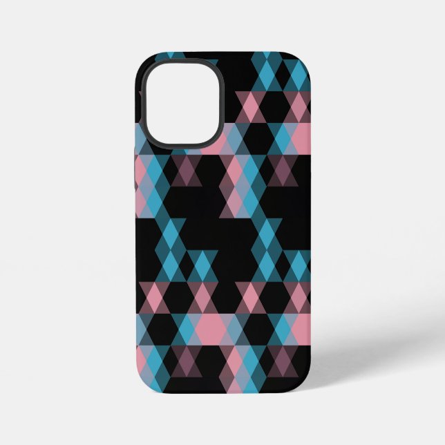 Coque iPhone rose bleu et noir géométrique (Verso)